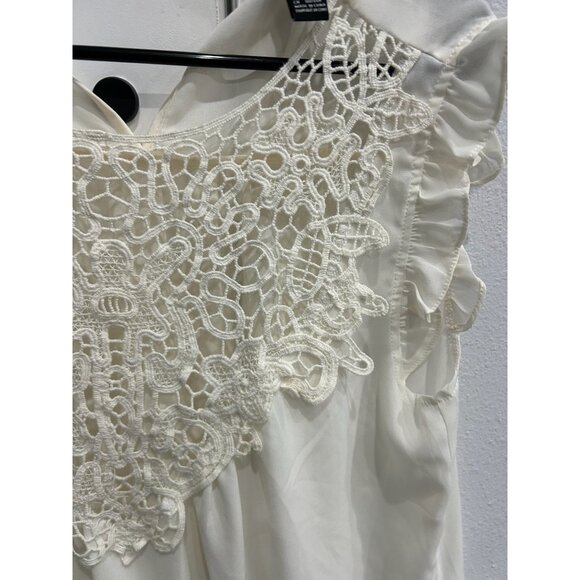 Forever 21 Womens White Sleeveless Top Crochet Lace Detail Boho Size Small - Picture 4 of 10